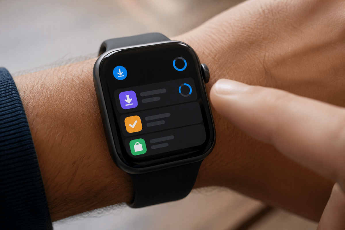 Control downloads, updates, and storage from your wrist